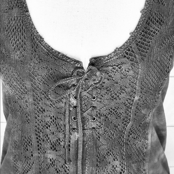 Free People Cotton Corset Style Tank Lace Tie Front Gray. Women's Size S/P - Picture 2 of 11